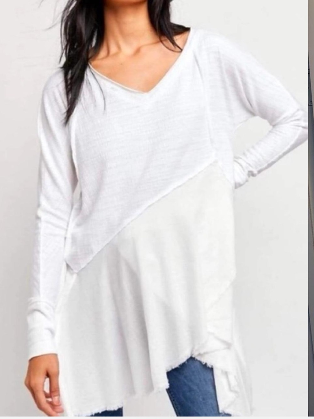Free People We The Free White Comin In Hot Jersey Tunic Top
